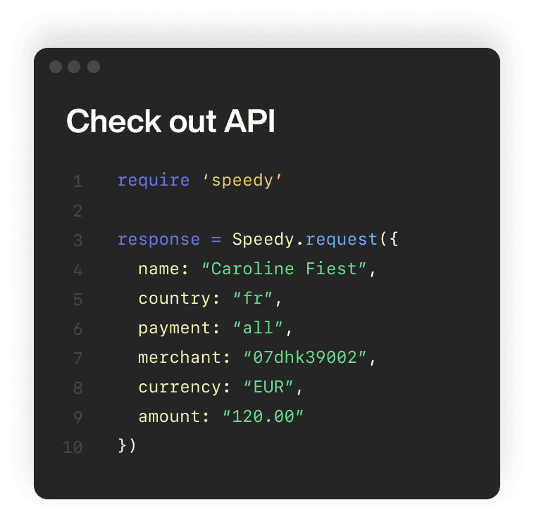 The Speedy checkout API widget