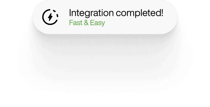 A notification reading “Integration completed!”