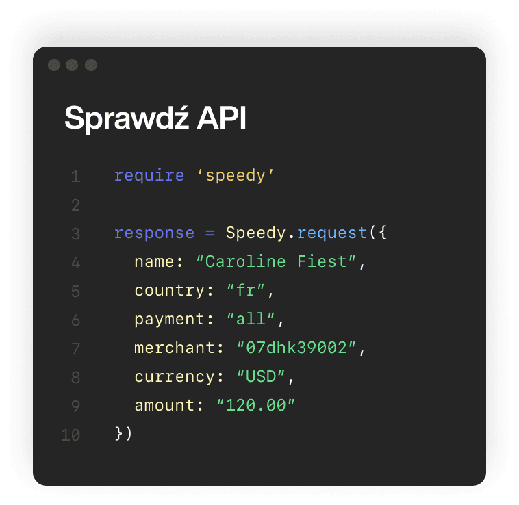 Widżet API płatności Speedy